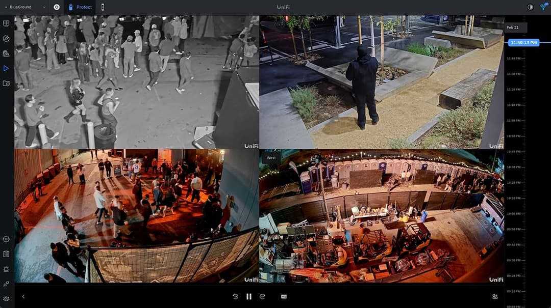 UniFi Protect demonstration showing camera feeds and security monitoring
