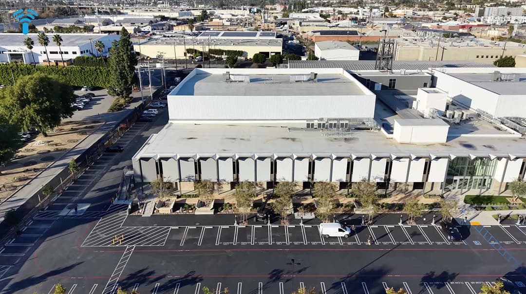 Aerial view of the Blueground Studios building