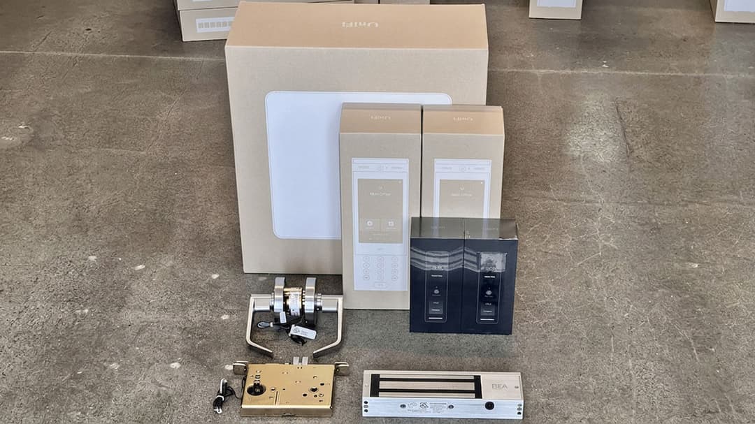 Ubiquiti UniFi access control equipment, including G3 Intercoms, G3 Readers Pro, and Enterprise Access Hub, for high-security warehouse deployment by YesTechie