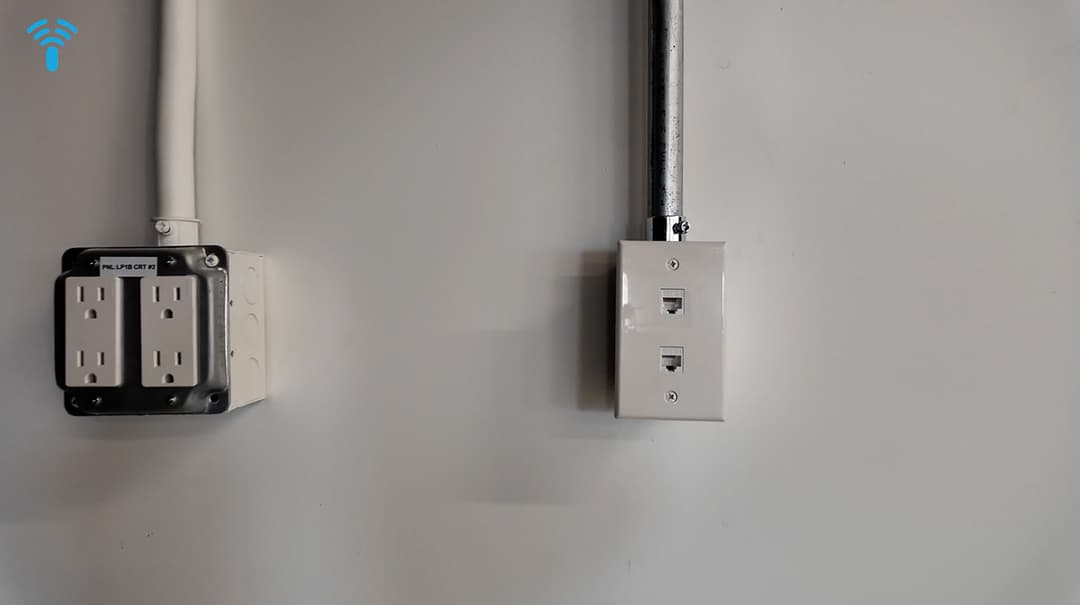 Office area with dual Ethernet ports installation