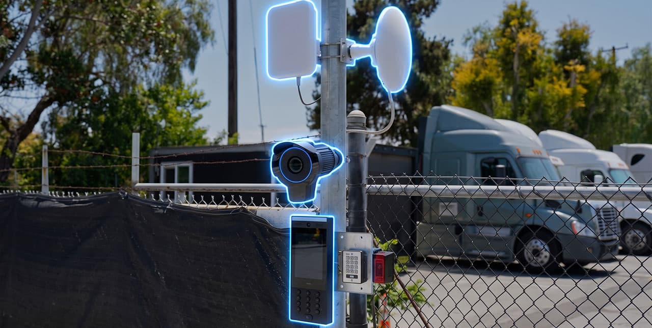 UniFi Truck Yard Security System: Yard-Wide WiFi, Gate Intercom Access Control, AI LPR & Multi-Zone Video Surveillance