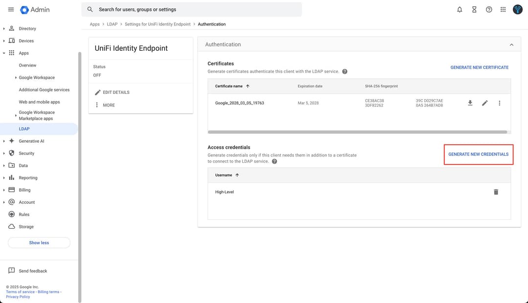 Add LDAP Client in Google Admin Console