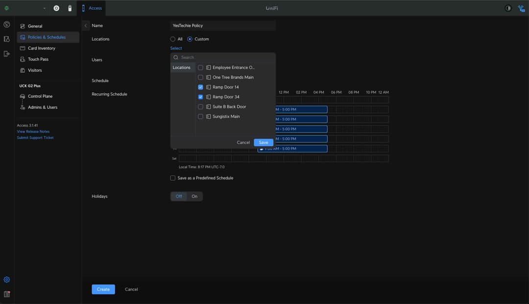 Configuring a new access policy