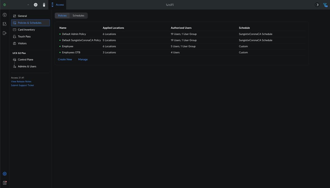 Create new policy in UniFi Access