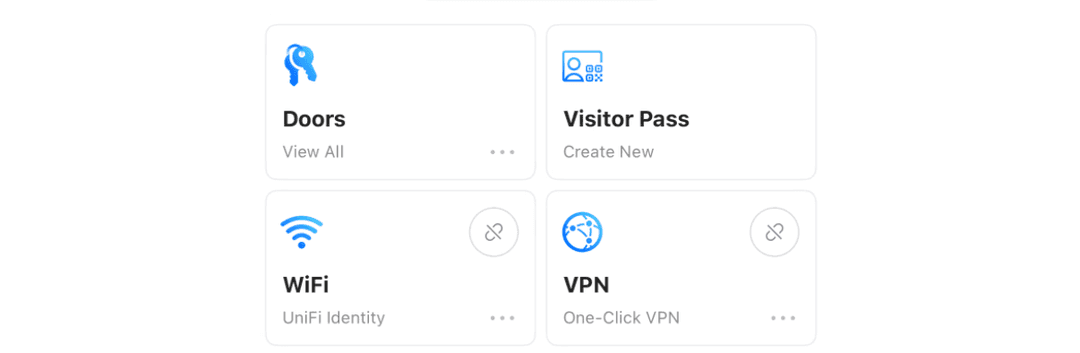 UniFi Identity main screen. Add visitor pass.