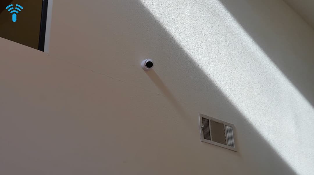 security camera installation inside the main church sanctuary hall