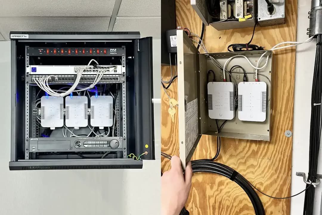UniFi Access door hubs at a Corona, CA fulfillment center