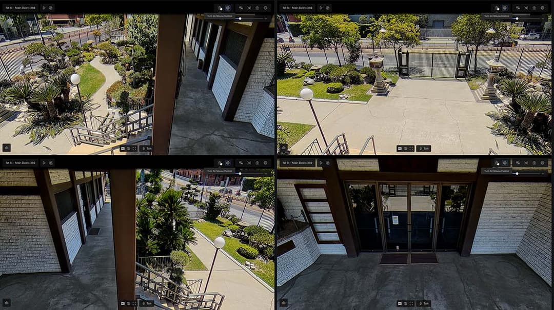 Surveillance view of the inner courtyard captured by UniFi G6 PRO 360 camera